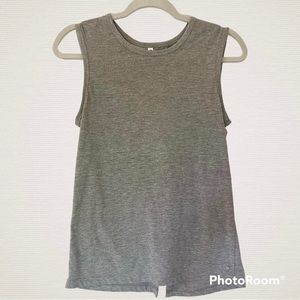 Fabletics Grey Twist Cut Out Open Back Workout Tank Top